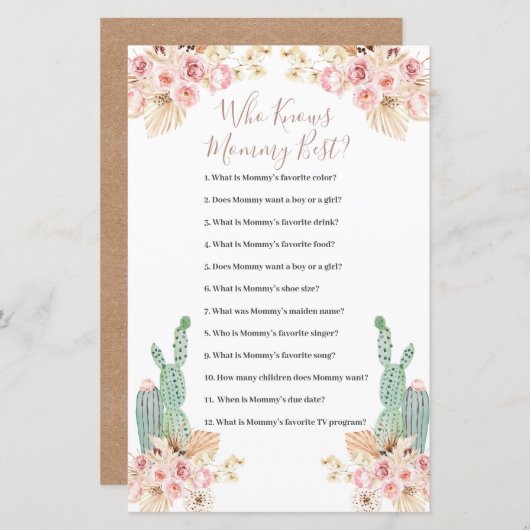 誰がママのゲー最高のムを知っているボホサボス紙シート (正面/裏面)