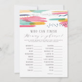 誰がママのフレーズを抽象芸術ピンク&ブルーで仕上げるか 招待状 (正面)