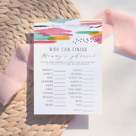 誰がママのフレーズを抽象芸術ピンク&ブルーで仕上げるか 招待状