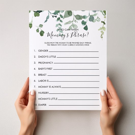 誰がママのフレーズを終わらせることができる赤ちゃんシャワーゲーム