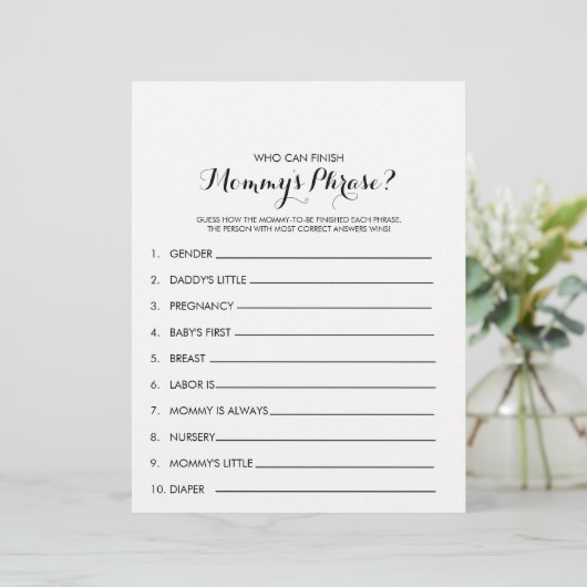 誰がママのフレーズを終わらせることができる赤ちゃんシャワーゲーム (スタンド正面)