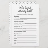 誰がママのミニマル最高のスベビーシャワーゲームを知っている (正面/裏面)