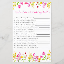 誰がママのワイルドフラワーベビーシャワーゲームを知っている