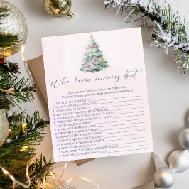 誰がママの冬のピンクの最高の赤ん坊のシャワーのゲームを知っている