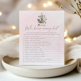 誰がママの冬のピンクの最高の赤ん坊のシャワーのゲームを知っている