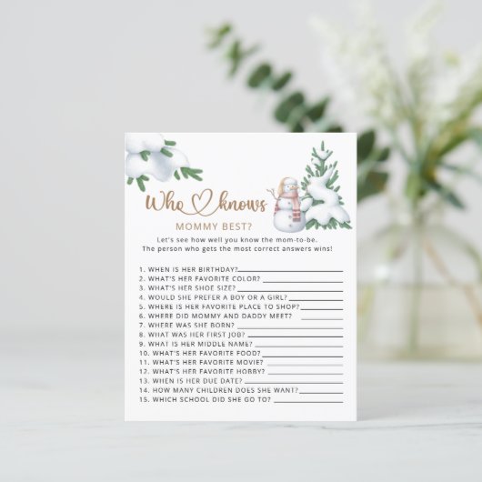 誰がママの冬最高のの赤ん坊シャワーのゲームを知っている (スタンド正面)