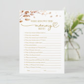 誰がママの最高の秋の赤ちゃんシャワーのゲームを知っている 招待状 (スタンド正面)