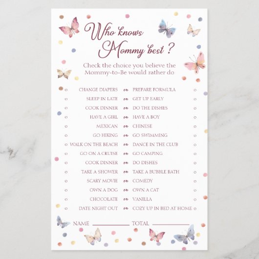 誰がママの水の色最高のの蝶シャワーを知っている チラシ (正面)