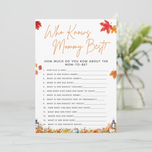 誰がママの質問最高の赤ん坊シャワーのゲーム 招待状 (スタンド正面)