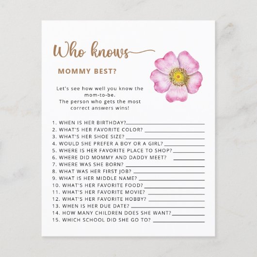 誰がママの赤最高のちゃんシャワーのゲームを知っている。 (正面)