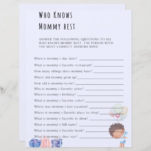 誰がママの赤最高のちゃんシャワーのゲームを知っている (正面/裏面)