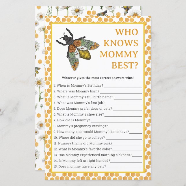 誰がママの赤最高のちゃんシャワーのゲームを知っている | ハニービー (正面/裏面)