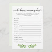 誰がママの赤最高のちゃんシャワーのゲームカードを知っている (正面/裏面)