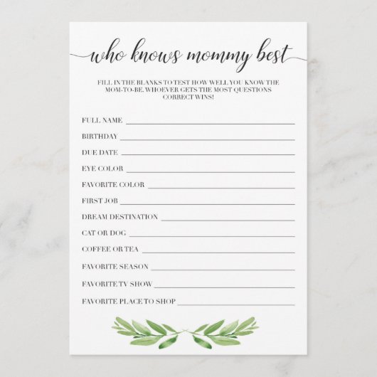 誰がママの赤最高のちゃんシャワーのゲームカードを知っている (正面)