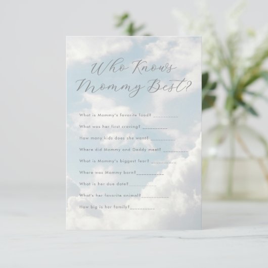 誰がママの雲最高の九赤ん坊シャワーを知っている エンクロージャーカード (スタンド正面)