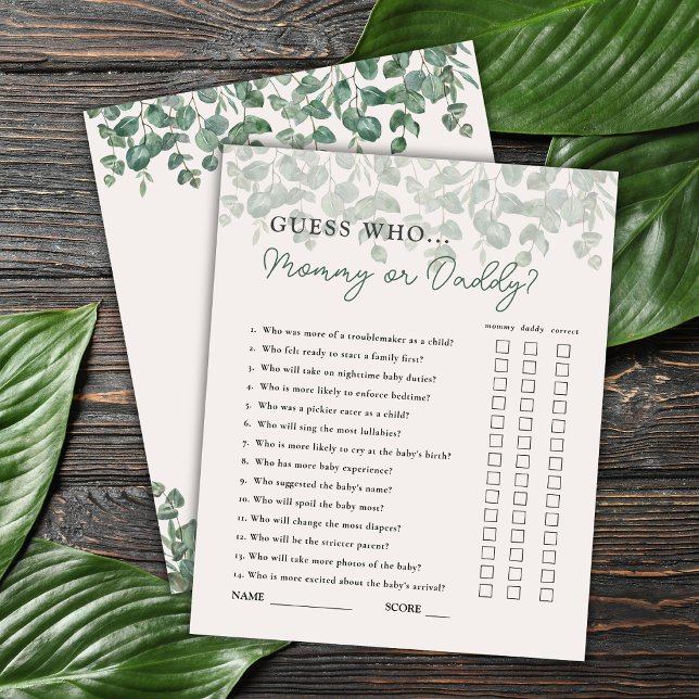 誰がママまたはダディーサファリベイビーシャワーゲームを推測 (クリエイターアップロード済み)