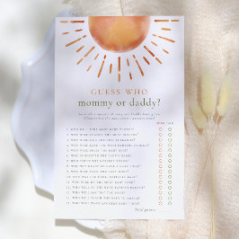 誰がママまたはパパのサンシャインベビーシャワーを推測