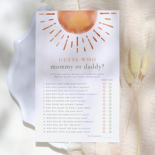 誰がママまたはパパのサンシャインベビーシャワーを推測 (クリエイターアップロード済み)