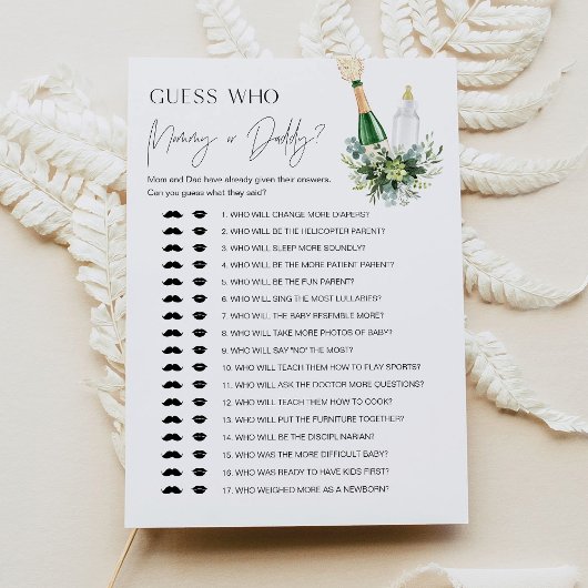 誰がママまたはパパのベビーゲームカードを言った 招待状