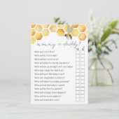 誰がママまたはパパビー赤ちゃんシャワーゲームを推測 エンクロージャーカード (スタンド正面)