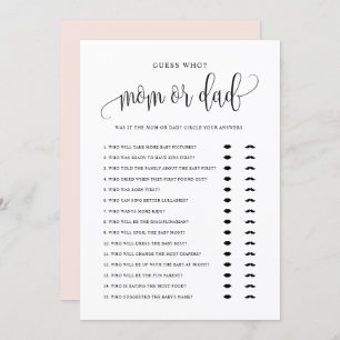 誰がママまたはパパブラックスクリプト赤ちゃんシャワーカード 招待状