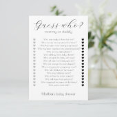 誰がママまたはパパミニマリスト赤ちゃんシャワーゲームを推測 カード (スタンド正面)