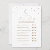 誰がママまたはパパ月の赤ちゃんシャワーゲームを推測 招待状 (正面)