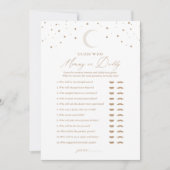 誰がママまたはパパ月の赤ちゃんシャワーゲームを推測 招待状 (正面)