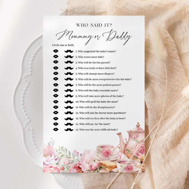 誰がママまたはパパ紅茶の赤ちゃんシャワーのゲームと言った (クリエイターアップロード済み)