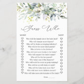 誰がママまたはパパ赤ちゃんシャワーのゲーム緑を推測 チラシ (正面)