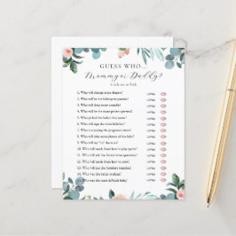 誰がママまたはパパ赤ちゃんシャワーゲームカードを推測