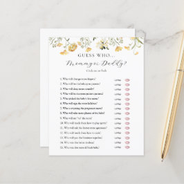 誰がママまたはパパ赤ちゃんシャワーゲームカードを推測