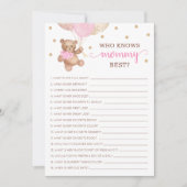 誰がママを知っているかゲーム ベビーシャワー パーティー カード (正面)