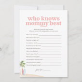 誰がママを知っている最高のベビービーチシャワーゲーム 招待状 (正面)