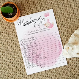 誰がママを知っ最高のている？ピンクの子猫の赤ちゃんシャワー アドバイスカード