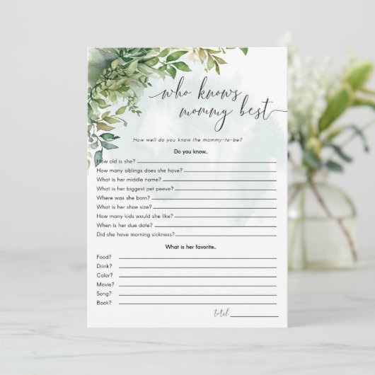 『誰がママを知っ最高のている』赤ちゃんシャワーのゲーム 招待状 (スタンド正面)