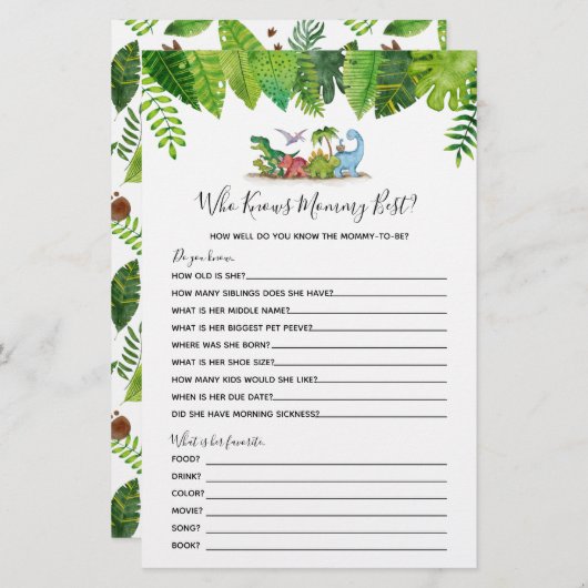 誰がママ恐竜の最高の赤んだシャワーゲームを知っている (正面/裏面)