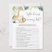 誰がママ最高のサファリの赤ちゃんシャワーのゲームを知っている 招待状 (正面)