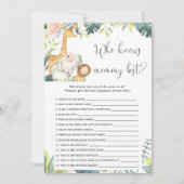 誰がママ最高のサファリの赤ちゃんシャワーのゲームを知っている 招待状 (正面)