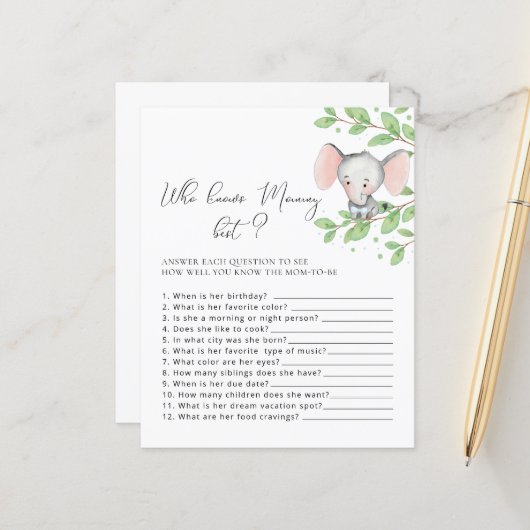 誰がママ象の赤最高のちゃんシャワーのゲームを知っている (正面/裏面インサイチュ)