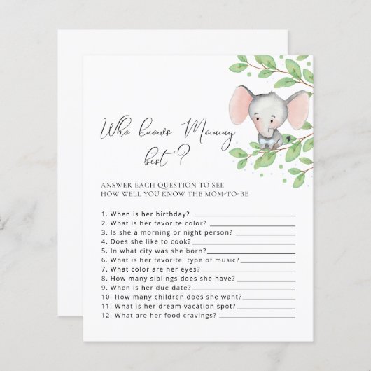 誰がママ象の赤最高のちゃんシャワーのゲームを知っている (正面/裏面)