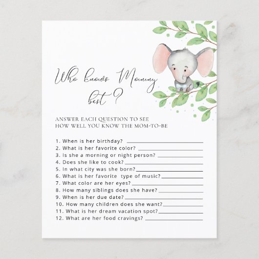 誰がママ象の赤最高のちゃんシャワーのゲームを知っている (正面)