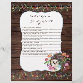 誰がママ赤ちゃん最高のシャワーゲームを知っている – Hedgehog