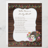 誰がママ赤ちゃん最高のシャワーゲームを知っている – Hedgehog (正面/裏面)