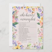 誰がママ赤ちゃん最高のシャワーゲームカードを知っている 招待状 (正面)