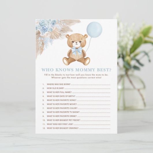 誰がママ赤ちゃん最高のシャワーゲームカードを知っている 招待状 (スタンド正面)