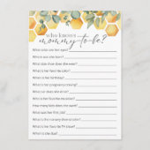 誰がママ・ビー・ベイビー・シャワー・ゲームを知っている エンクロージャーカード (正面)