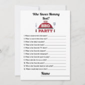 誰がママBBQベビー最高のシャワーゲームカードを知っている 招待状 (正面)