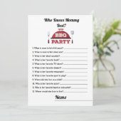 誰がママBBQベビー最高のシャワーゲームカードを知っている 招待状 (スタンド正面)