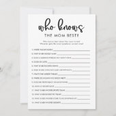 誰がママmommy赤ちゃんシャワー最高のゲームを知っている 招待状 (正面)